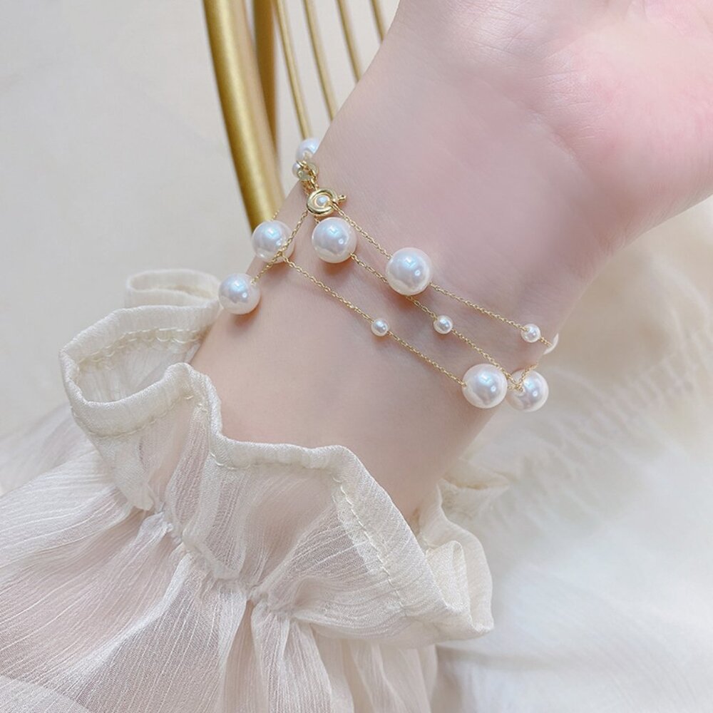 NEW 14K Gold Plated Pearl Station Necklace - Picture 12 of 14